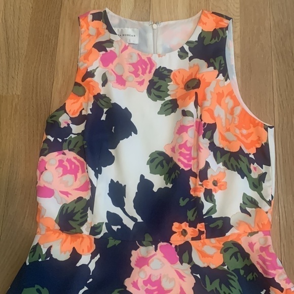 Donna Morgan Fit & Flare Sleeveless Neon Floral Knee Length Dress Women’s 6 - Picture 2 of 13
